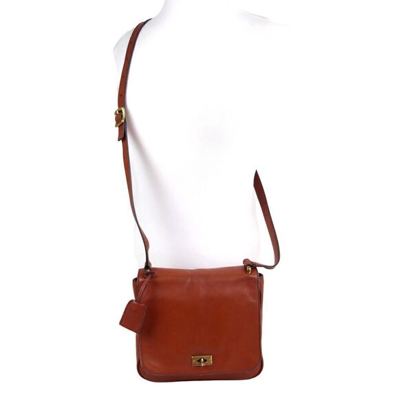 FOSSIL BROWN GENUINE LEATHER FLAP X-BODY MESSENGER SHOULDER BAG HANDBAG PURSE - Picture 2 of 14